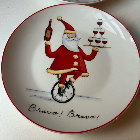 Christmas Follies Set Of 4 Ceramic Canapé Holiday Party Appetizer Serving Plates - Picture 3 of 11